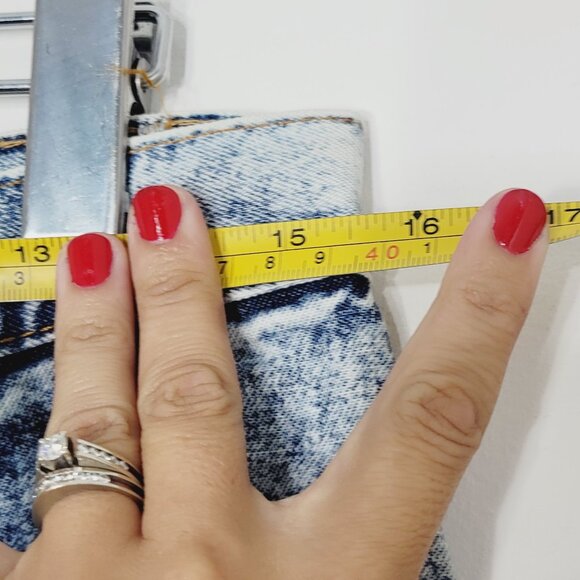 FIORI Blu Vintage Blue Cotton Acid Wash Pockets High Rise Jean Retro Size 34 - Picture 14 of 16